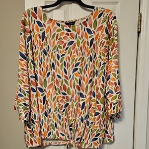 Ali Miles Colorful Leaf Pattern Blouse